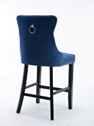 Blue velvet upholstered barstools with button tufted decoration and chrome nailhead by La Spezia additional picture 9