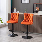 Orange velvet swivel barstools with comfortable tufted back, set of 2 by La Spezia additional picture 13