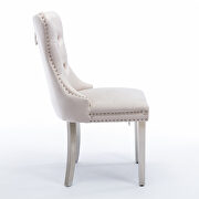Beige velvet upholstery dining chair with wood legs by La Spezia additional picture 2