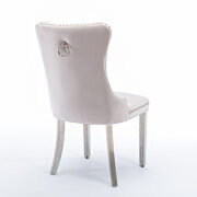 Beige velvet upholstery dining chair with wood legs by La Spezia additional picture 3