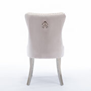 Beige velvet upholstery dining chair with wood legs by La Spezia additional picture 4