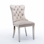 Beige velvet upholstery dining chair with wood legs by La Spezia additional picture 5