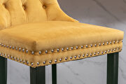 Gold velvet upholstered barstools with button tufted decoration and chrome nailhead by La Spezia additional picture 14