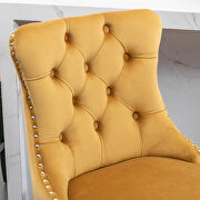 Gold velvet upholstered barstools with button tufted decoration and chrome nailhead by La Spezia additional picture 3