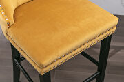Gold velvet upholstered barstools with button tufted decoration and chrome nailhead by La Spezia additional picture 5