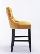 Gold velvet upholstered barstools with button tufted decoration and chrome nailhead by La Spezia additional picture 9