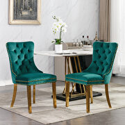Green velvet upholstery dining chair with golden stainless steel plating legs by La Spezia additional picture 11