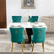 Green velvet upholstery dining chair with golden stainless steel plating legs by La Spezia additional picture 12