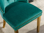 Green velvet upholstery dining chair with golden stainless steel plating legs by La Spezia additional picture 13