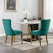 Green velvet upholstery dining chair with golden stainless steel plating legs by La Spezia additional picture 14