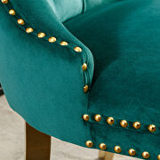 Green velvet upholstery dining chair with golden stainless steel plating legs by La Spezia additional picture 15