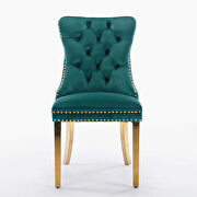 Green velvet upholstery dining chair with golden stainless steel plating legs by La Spezia additional picture 3