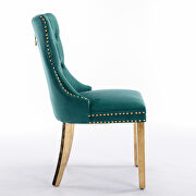 Green velvet upholstery dining chair with golden stainless steel plating legs by La Spezia additional picture 4