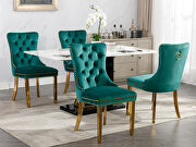 Green velvet upholstery dining chair with golden stainless steel plating legs by La Spezia additional picture 6