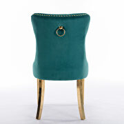 Green velvet upholstery dining chair with golden stainless steel plating legs by La Spezia additional picture 7