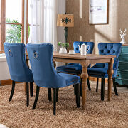 Blue velvet upholstery dining chair with wood  legs by La Spezia additional picture 13