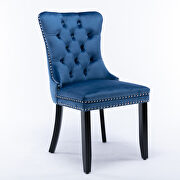 Blue velvet upholstery dining chair with wood  legs by La Spezia additional picture 14