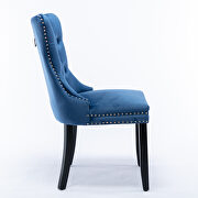Blue velvet upholstery dining chair with wood  legs by La Spezia additional picture 4