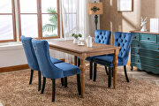Blue velvet upholstery dining chair with wood  legs by La Spezia additional picture 6