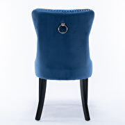 Blue velvet upholstery dining chair with wood  legs by La Spezia additional picture 7