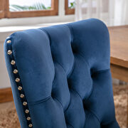 Blue velvet upholstery dining chair with wood  legs by La Spezia additional picture 8