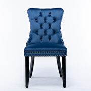 Blue velvet upholstery dining chair with wood  legs by La Spezia additional picture 9