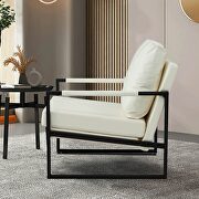 White pu leather mid-century modern accent arm chair by La Spezia additional picture 2