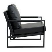 Black pu leather mid-century modern accent arm chair by La Spezia additional picture 5