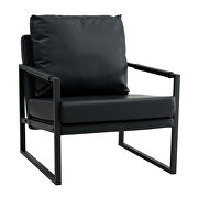 Black pu leather mid-century modern accent arm chair by La Spezia additional picture 6