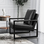 Black pu leather mid-century modern accent arm chair by La Spezia additional picture 10