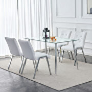 White pu high back dining chair with electroplated metal legs/ 2pc set by La Spezia additional picture 2