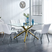 White pu high back dining chair with electroplated metal legs/ 2pc set by La Spezia additional picture 13