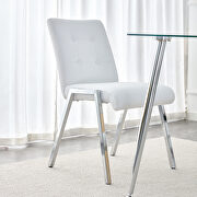 White pu high back dining chair with electroplated metal legs/ 2pc set by La Spezia additional picture 5