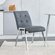 Dark gray pu high back dining chair with electroplated metal legs/ 2pc set by La Spezia additional picture 8