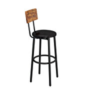 Rustic brown bar table set with 2 bar stools pu soft seat with backrest by La Spezia additional picture 6