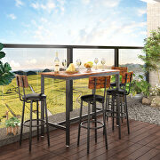 Bar table set with pu soft seat 4 bar stools in rustic brown by La Spezia additional picture 2