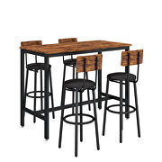 Bar table set with pu soft seat 4 bar stools in rustic brown by La Spezia additional picture 5