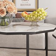 White artificial marble top and black metal legs 2pc nesting coffee table set by La Spezia additional picture 2