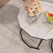 White artificial marble top and black metal legs 2pc nesting coffee table set by La Spezia additional picture 3