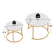 White artificial marble top and golden metal legs 2pc nesting coffee table set by La Spezia additional picture 5