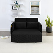 Black velvet modern convertible sofa bed with 2 detachable arm pockets by La Spezia additional picture 2