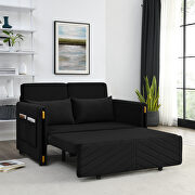 Black velvet modern convertible sofa bed with 2 detachable arm pockets by La Spezia additional picture 5