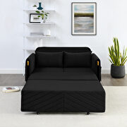 Black velvet modern convertible sofa bed with 2 detachable arm pockets by La Spezia additional picture 6