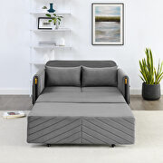 Gray velvet modern convertible sofa bed with 2 detachable arm pockets by La Spezia additional picture 2