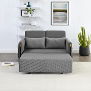 Gray velvet modern convertible sofa bed with 2 detachable arm pockets by La Spezia additional picture 4