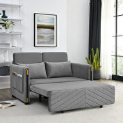 Gray velvet modern convertible sofa bed with 2 detachable arm pockets by La Spezia additional picture 6