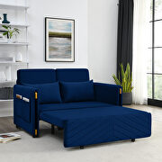 Blue velvet modern convertible sofa bed with 2 detachable arm pockets by La Spezia additional picture 2