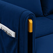 Blue velvet modern convertible sofa bed with 2 detachable arm pockets by La Spezia additional picture 3