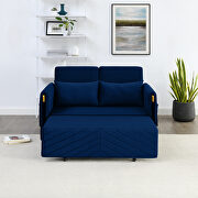 Blue velvet modern convertible sofa bed with 2 detachable arm pockets by La Spezia additional picture 5