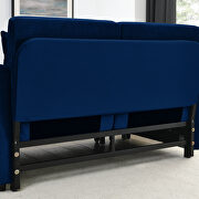 Blue velvet modern convertible sofa bed with 2 detachable arm pockets by La Spezia additional picture 6